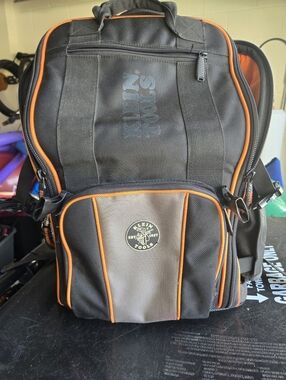 Men's Black and Orange Tool Backpack
